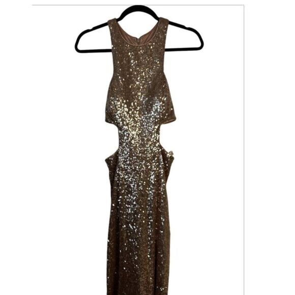 Rose Gold‎ Sequins Gown By Tiffany Designs, Backless Dress 6 Prom formal - Picture 1 of 10